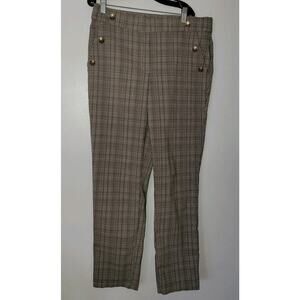 JL Jules & Leopold Gray Plaid Pull Up Pants Size S Anchor Gold Buttons